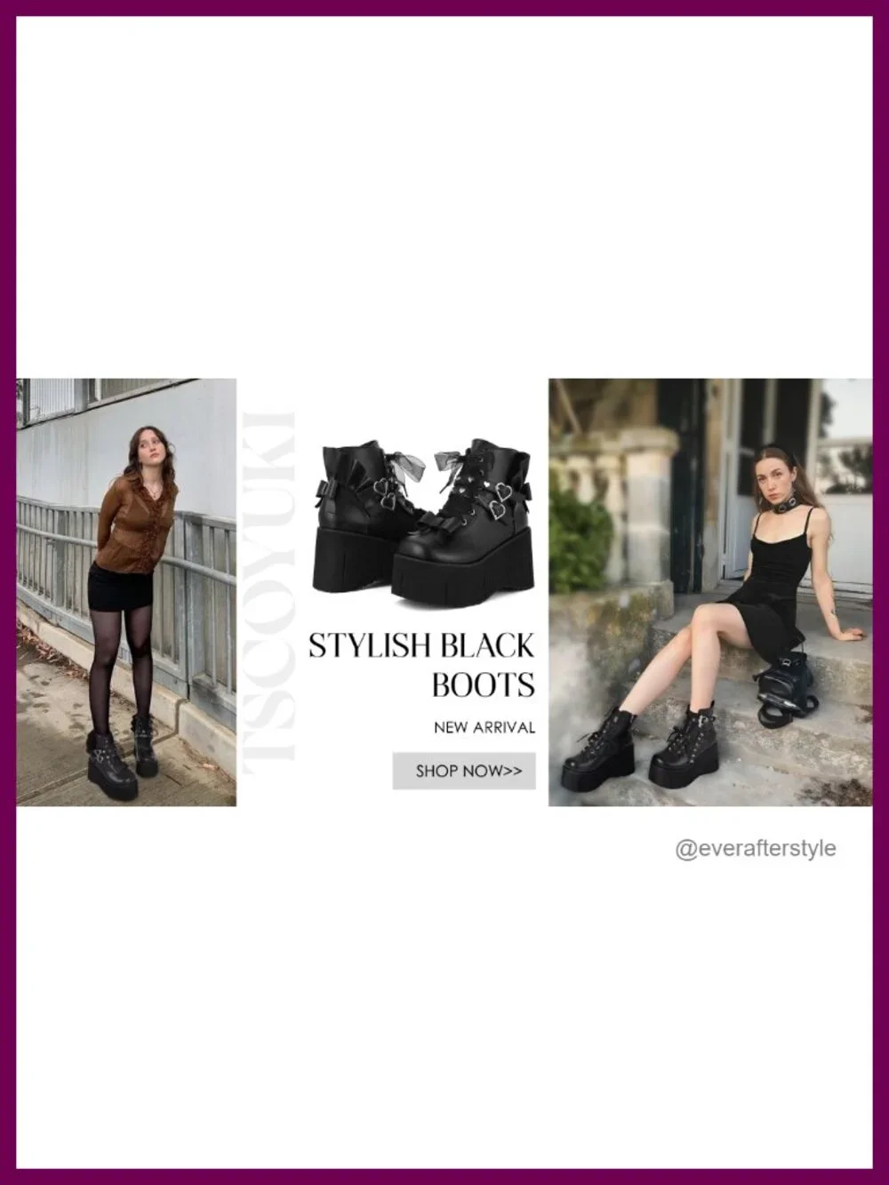 Women's Gothic Platform Ankle Boots with Wedge Heel, Vegan PU Leather Lace-Up